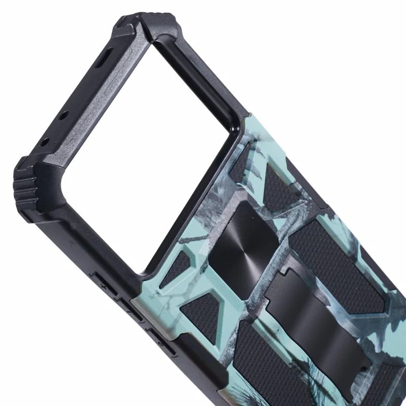 For Xiaomi Poco X6 Pro 5G / Redmi K70E 5G Camouflage Cell Phone Case Kickstand Back Cover - Light Green