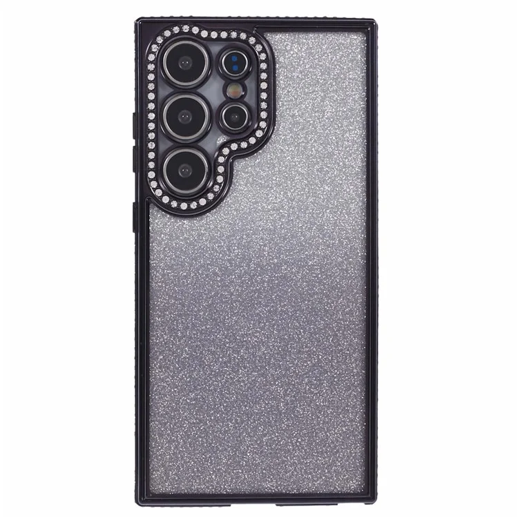 For Samsung Galaxy S23 Ultra Case Gradient Glitter Bling Anti-Scratch TPU Phone Cover - Black