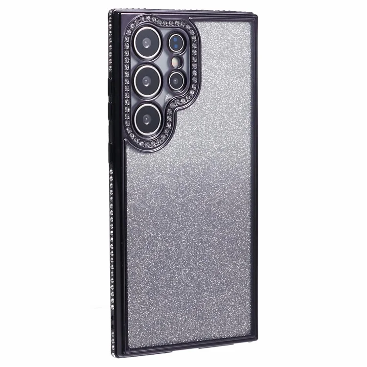 For Samsung Galaxy S23 Ultra Case Gradient Glitter Bling Anti-Scratch TPU Phone Cover - Black