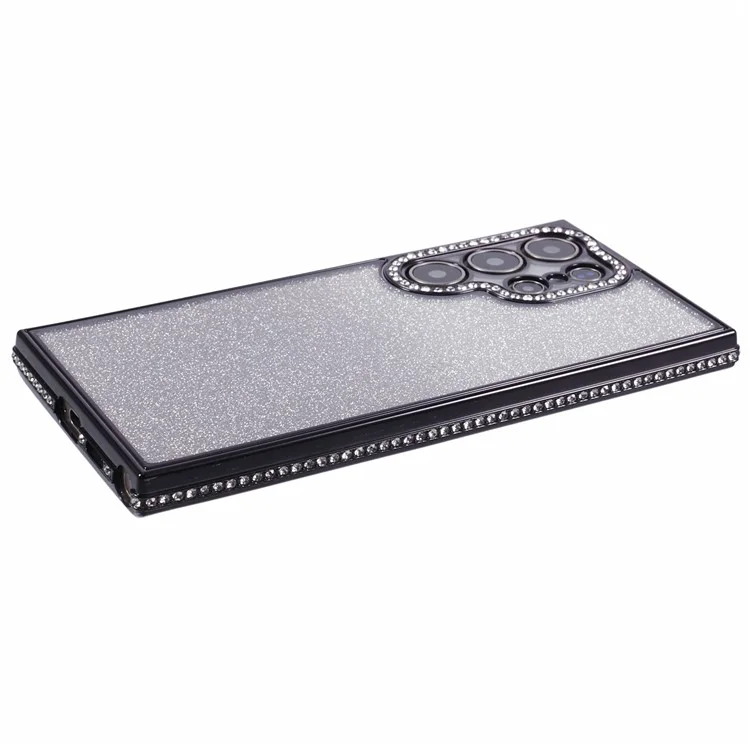 For Samsung Galaxy S23 Ultra Case Gradient Glitter Bling Anti-Scratch TPU Phone Cover - Black