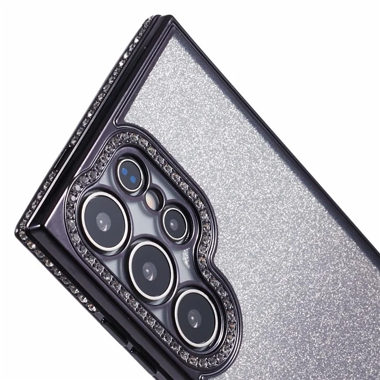 For Samsung Galaxy S23 Ultra Case Gradient Glitter Bling Anti-Scratch TPU Phone Cover - Black