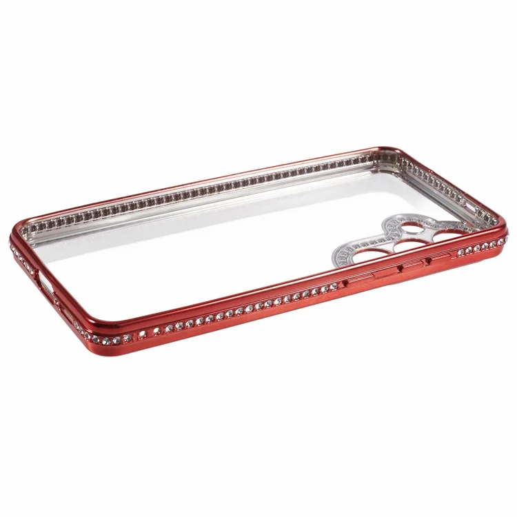 For Samsung Galaxy S24+ Case Soft TPU Phone Cover Bling Rhinestones Decor Phone Shell - Red