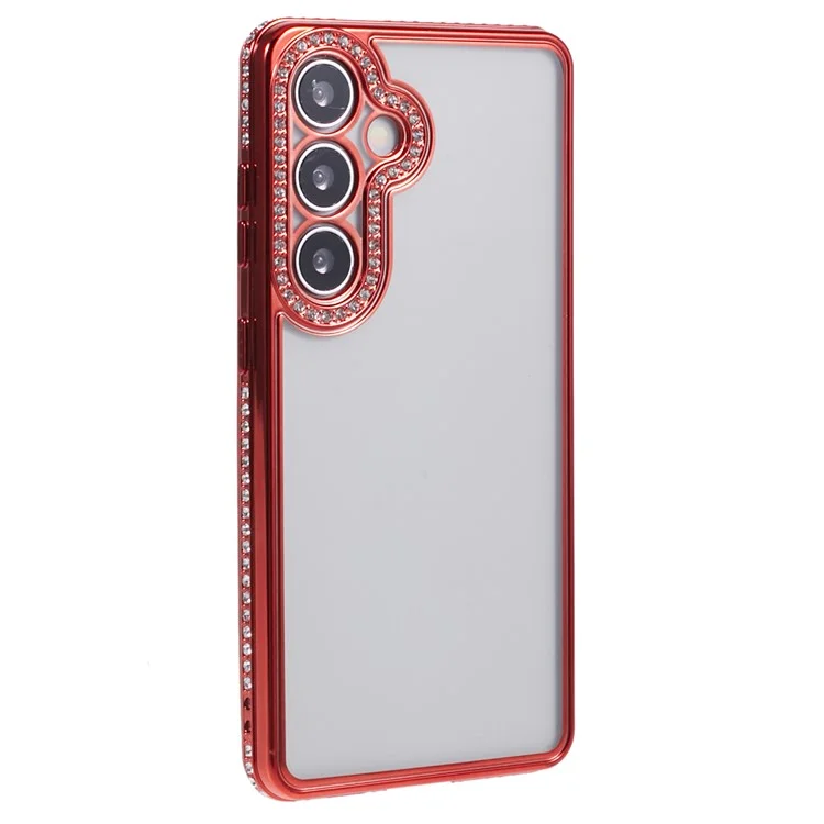 Pour Samsung Galaxy S24 Case Bling Rhinestones Decor Soft TPU Phone Cover - Rouge
