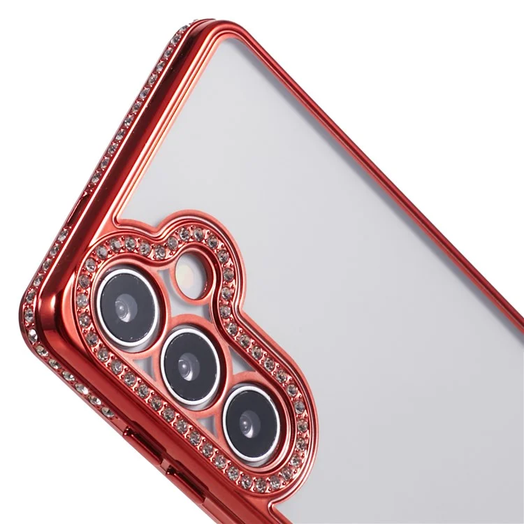 Pour Samsung Galaxy S24 Case Bling Rhinestones Decor Soft TPU Phone Cover - Rouge