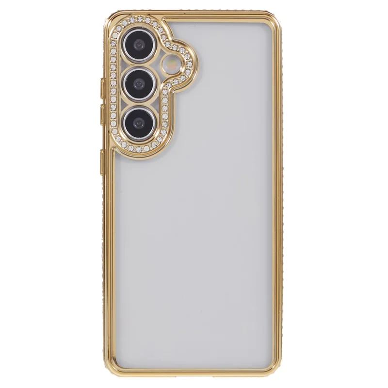 For Samsung Galaxy S24 Case Bling Rhinestones Decor Soft TPU Phone Cover - Gold