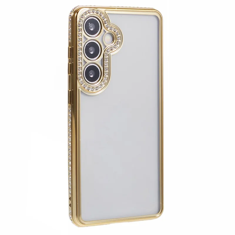 For Samsung Galaxy S24 Case Bling Rhinestones Decor Soft TPU Phone Cover - Gold