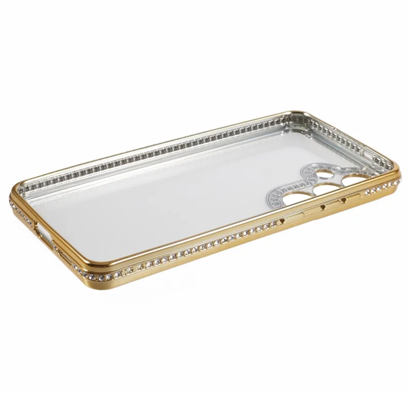For Samsung Galaxy S24 Case Bling Rhinestones Decor Soft TPU Phone Cover - Gold