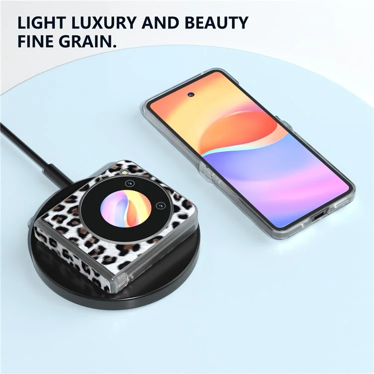 ABEEL For ZTE Libero Flip / nubia Flip 5G Case Clear Matte Edge Leather Leopard Print Texture Phone Cover - Silver