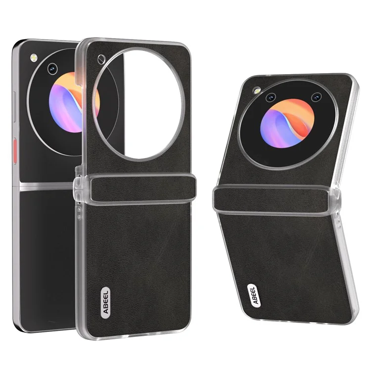 ABEEL Für ZTE Libero Flip / nubia Flip 5G Hülle Leder Rindsleder-Textur Handyhülle mit klarer matter Kante - Schwarz