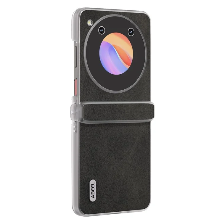 ABEEL Für ZTE Libero Flip / nubia Flip 5G Hülle Leder Rindsleder-Textur Handyhülle mit klarer matter Kante - Schwarz