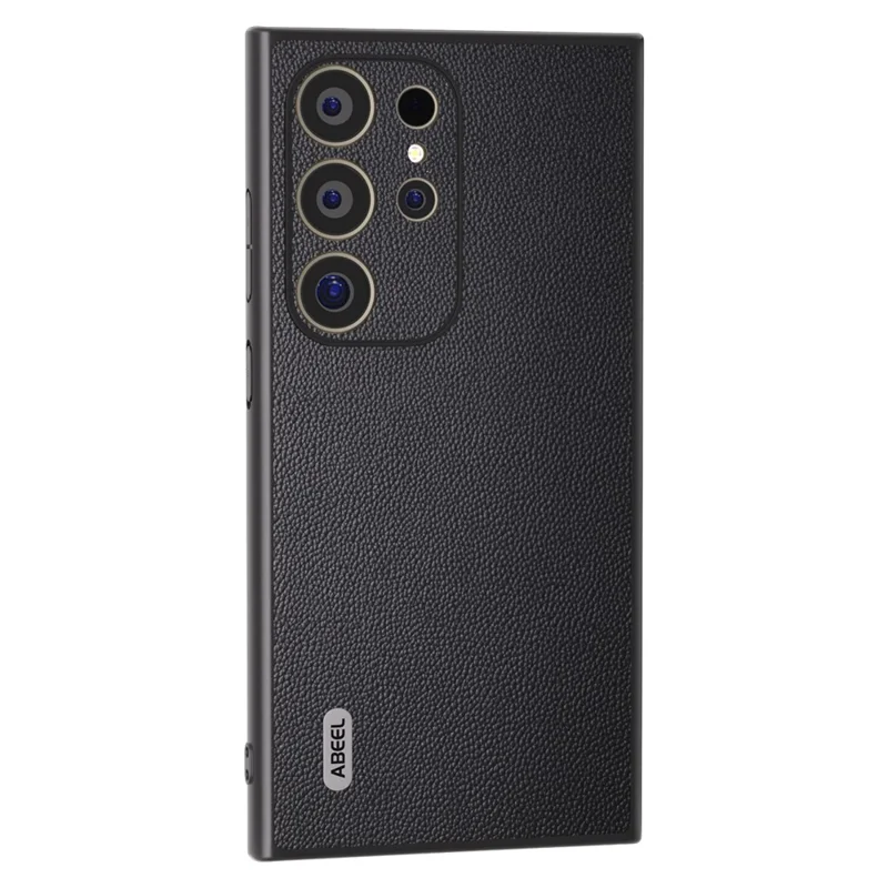 ABEEL For Samsung Galaxy S24 Ultra Phone Cover Bump Proof Genuine Cow Leather Classy Case - Black