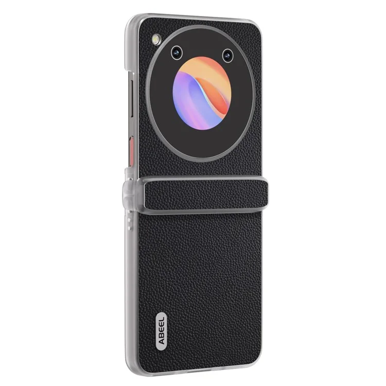 ABEEL For ZTE Libero Flip Case Clear Matte Edge Genuine Cow Leather+PC Phone Shell - Black