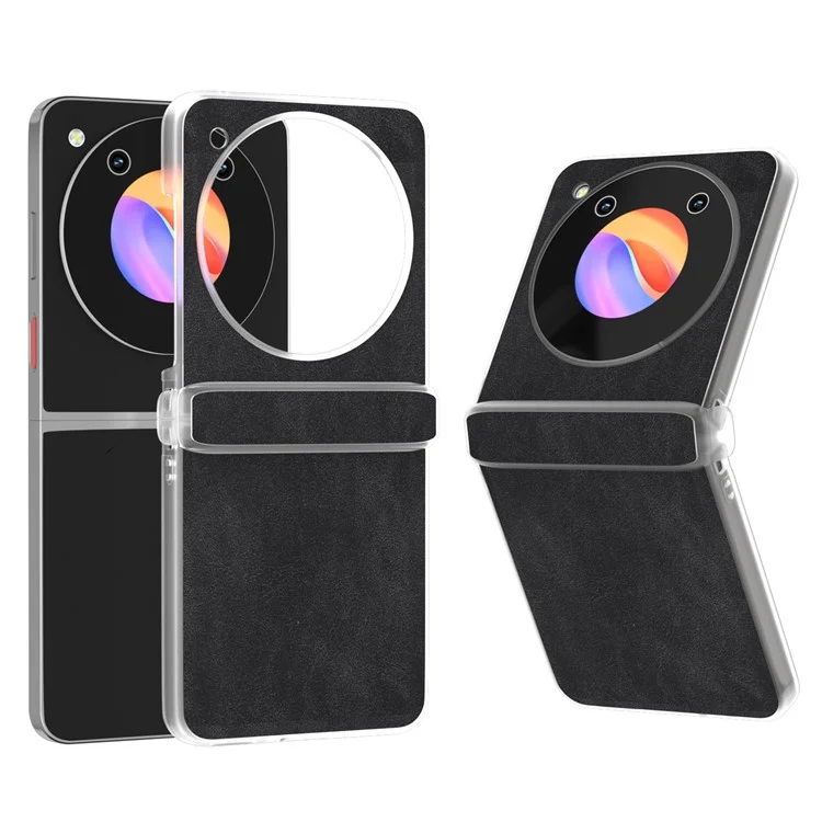 Para ZTE Libero Funda Flip Case de Piel PU Revestida de PC Borde Mate Anti-deslizante Cubierta de Teléfono - Negro
