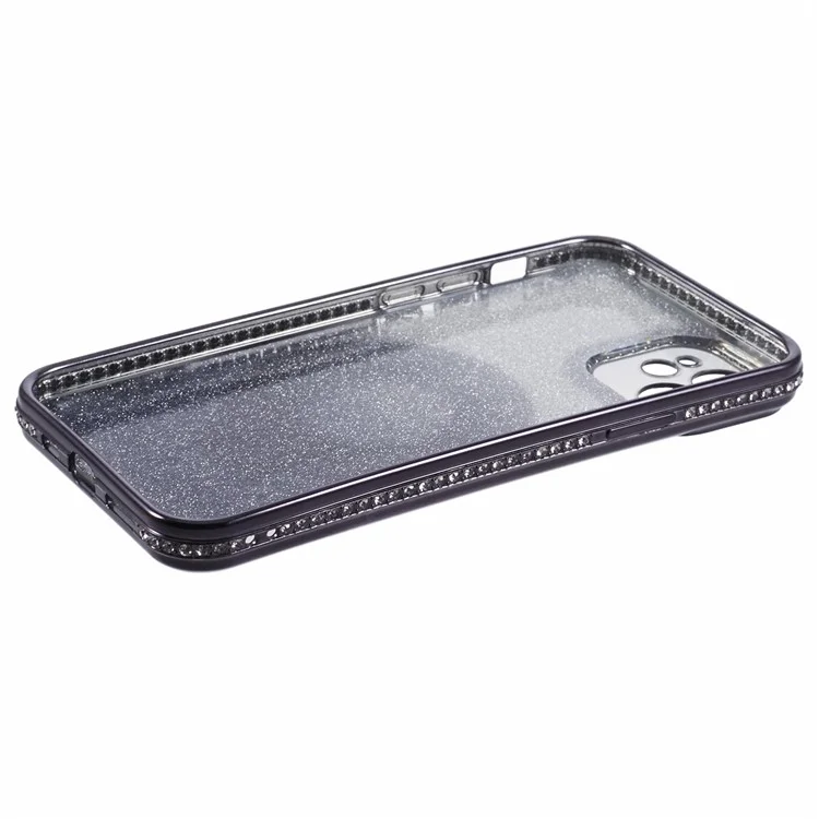 For iPhone 11 Cell Phone Case Gradient TPU Cover with Kickstand  /  Rhinestone - Black