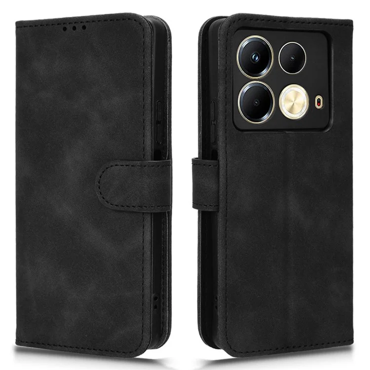 For Infinix Note 40 Case PU Leather Skin Touch Folding Stand Phone Cover - Black