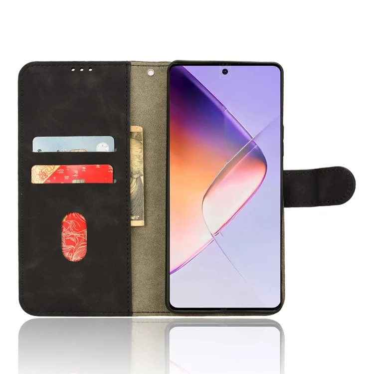 For Infinix Note 40 Case PU Leather Skin Touch Folding Stand Phone Cover - Black
