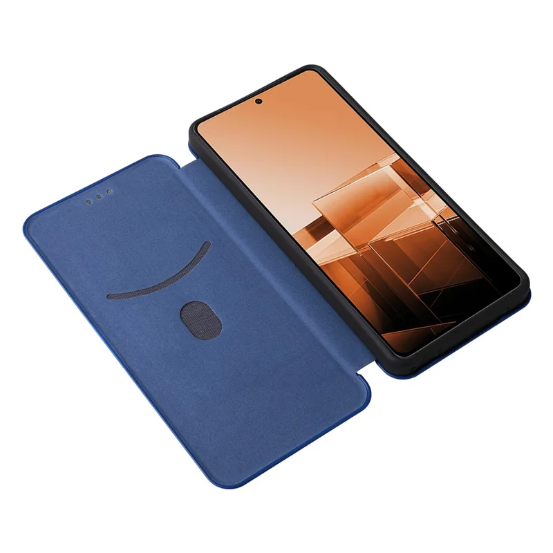 For Asus Zenfone 11 Ultra 5G Leather Case Carbon Fiber Texture Stand Magnetic Phone Cover - Blue
