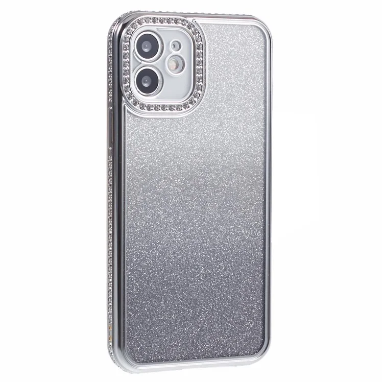 Coque pour iPhone 11 Décoration de strass Couleur dégradée TPU Protecteur de dos de téléphone - Rose