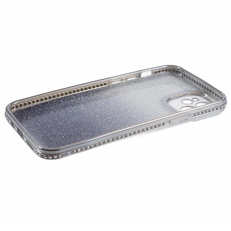 Für iPhone 12 Case Kratzfestes TPU Rhinestone Dekor Farbverlauf Handyhülle - Silber