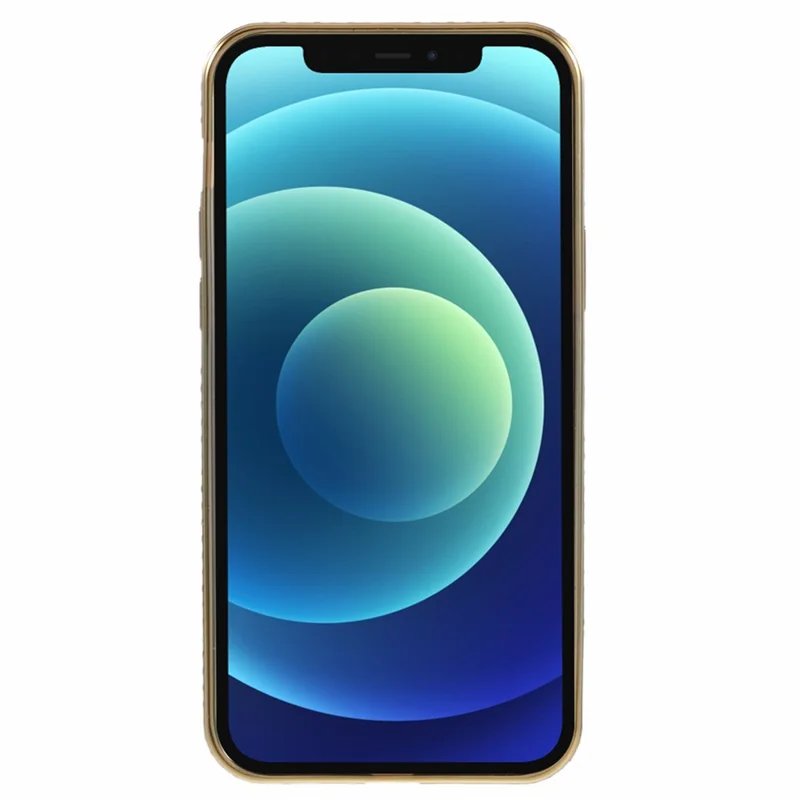 Voor iPhone 12 Hoesje Krasvrij TPU Strass Decor Gradiënt Telefoonhoes - Goud