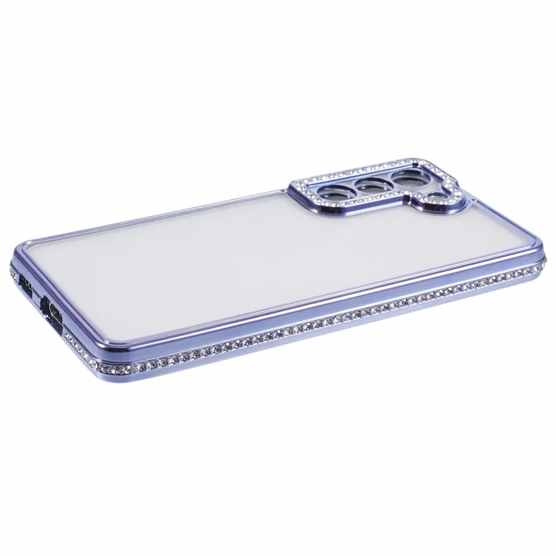 For Samsung Galaxy S22+ 5G Cell Phone Case Rhinestones Decor Soft TPU Shell - Dark Purple