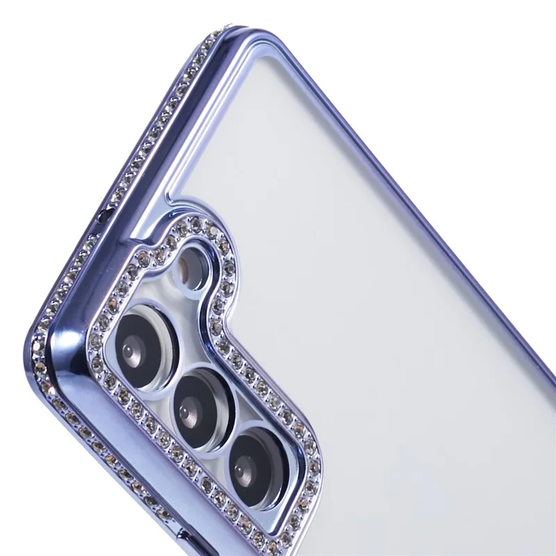 For Samsung Galaxy S22+ 5G Cell Phone Case Rhinestones Decor Soft TPU Shell - Dark Purple