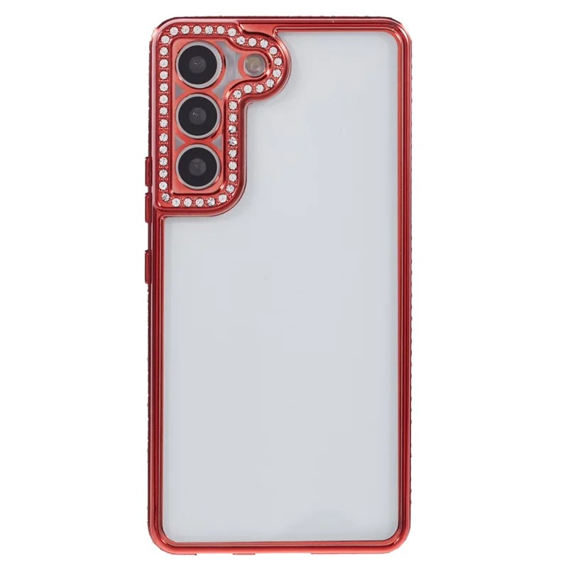 For Samsung Galaxy S22+ 5G Cell Phone Case Rhinestones Decor Soft TPU Shell - Red