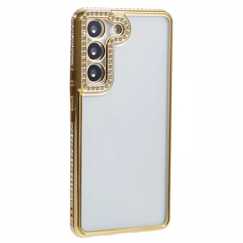 For Samsung Galaxy S22+ 5G Cell Phone Case Rhinestones Decor Soft TPU Shell - Gold