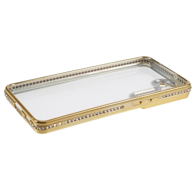 For Samsung Galaxy S22+ 5G Cell Phone Case Rhinestones Decor Soft TPU Shell - Gold