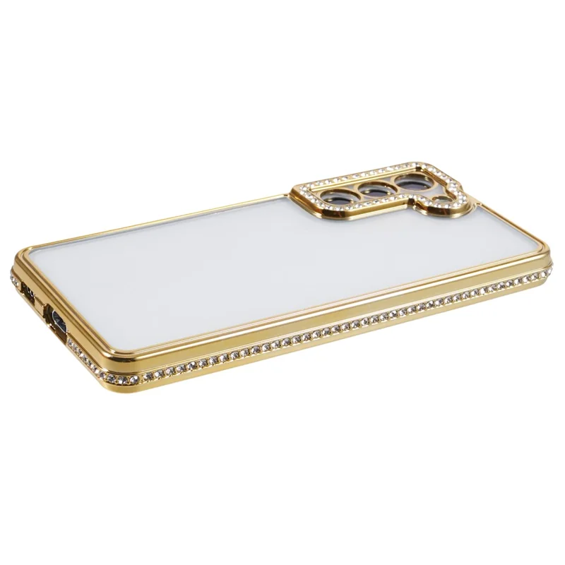For Samsung Galaxy S22+ 5G Cell Phone Case Rhinestones Decor Soft TPU Shell - Gold