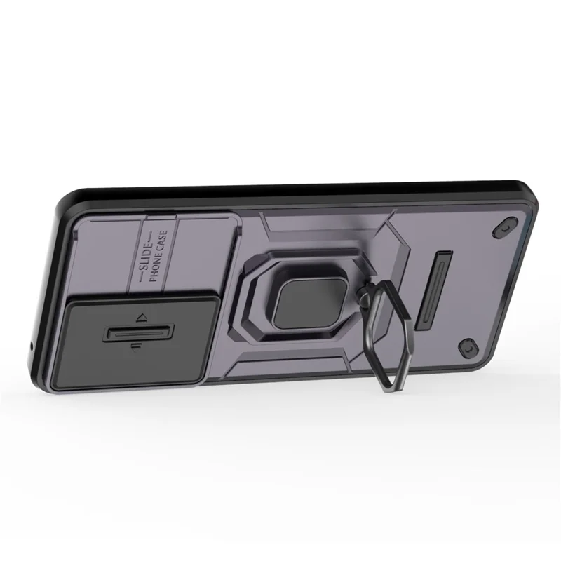 For Oppo A79 5G / A2 5G Case Camera Protection PC+TPU Phone Cover with Ring Kickstand - Purple