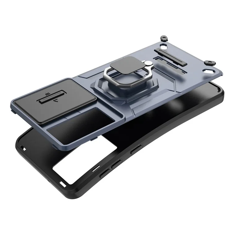 Para el Samsung Galaxy M55 5G / C55 5G / F55 5G Funda Carcasa PC + TPU Protector de Teléfono con Tapa de Cámara Deslizable - Negro