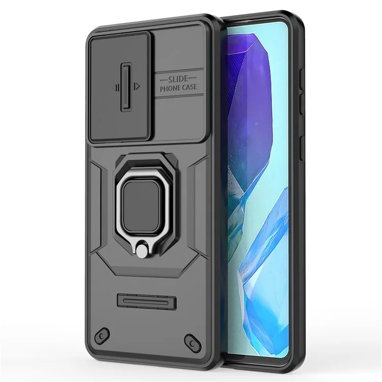 Para el Samsung Galaxy M55 5G / C55 5G / F55 5G Funda Carcasa PC + TPU Protector de Teléfono con Tapa de Cámara Deslizable - Negro