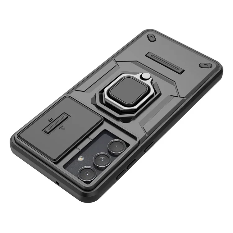 Para el Samsung Galaxy M55 5G / C55 5G / F55 5G Funda Carcasa PC + TPU Protector de Teléfono con Tapa de Cámara Deslizable - Negro