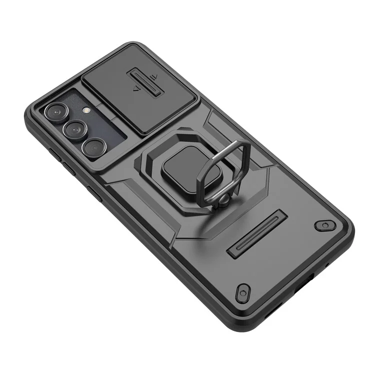 Para el Samsung Galaxy M55 5G / C55 5G / F55 5G Funda Carcasa PC + TPU Protector de Teléfono con Tapa de Cámara Deslizable - Negro