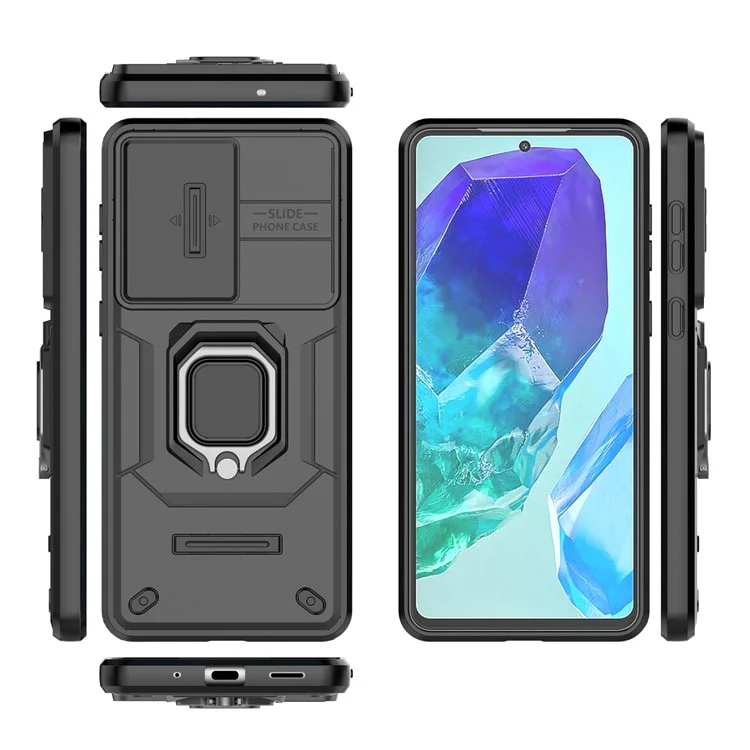Para el Samsung Galaxy M55 5G / C55 5G / F55 5G Funda Carcasa PC + TPU Protector de Teléfono con Tapa de Cámara Deslizable - Negro