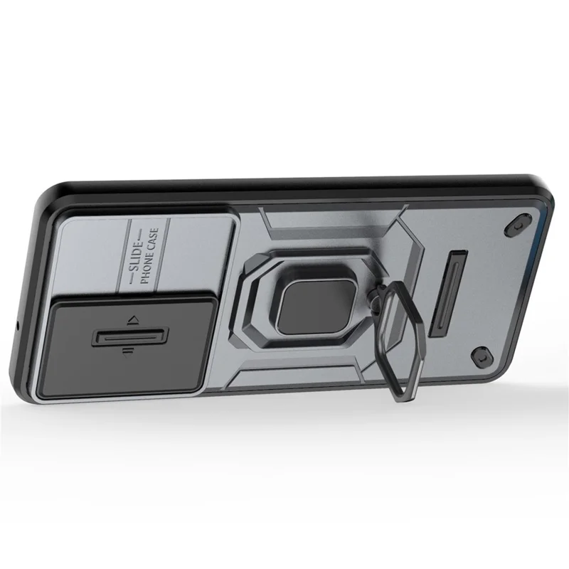 For Samsung Galaxy M55 5G / C55 5G / F55 5G Case PC+TPU Phone Protector with Slide Camera Cover - Grey