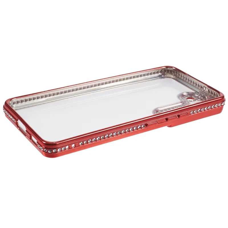 For Samsung Galaxy S23 Cell Phone Cases Rhinestones Decor TPU Flexible Cover - Red