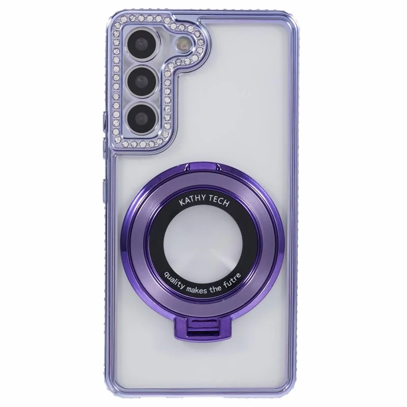 For Samsung Galaxy S22+ 5G Case Kickstand Soft TPU Back Cover Rhinestone Decor - Dark Purple