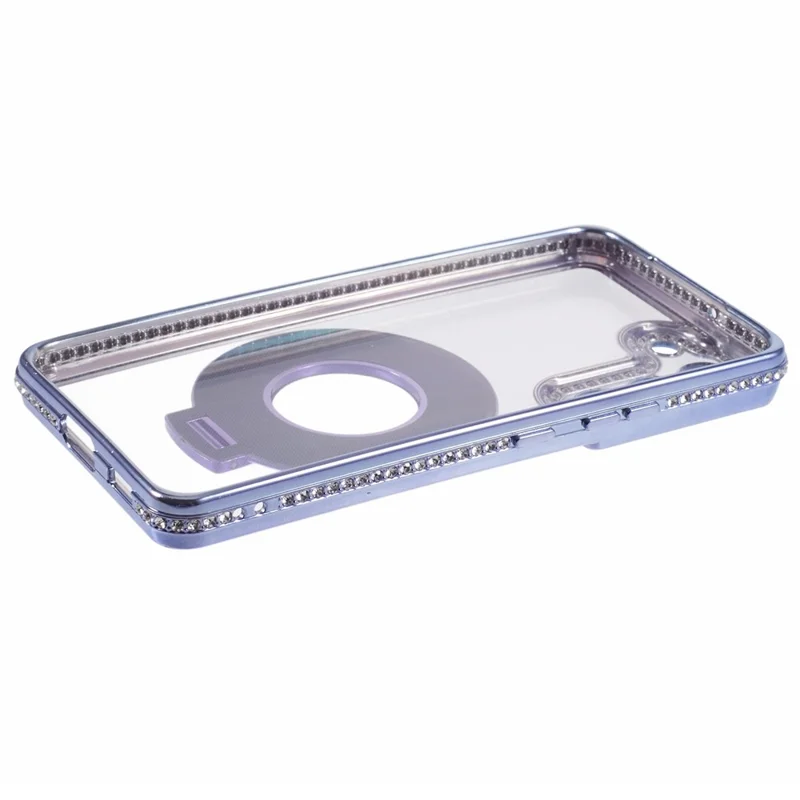 For Samsung Galaxy S22+ 5G Case Kickstand Soft TPU Back Cover Rhinestone Decor - Dark Purple