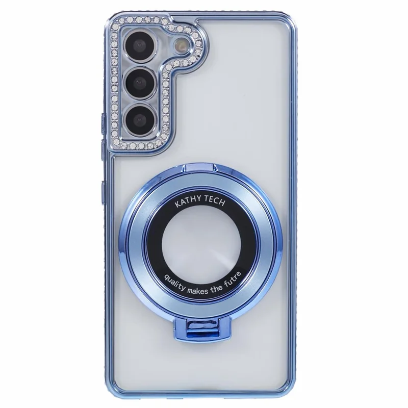 For Samsung Galaxy S22+ 5G Case Kickstand Soft TPU Back Cover Rhinestone Decor - Blue