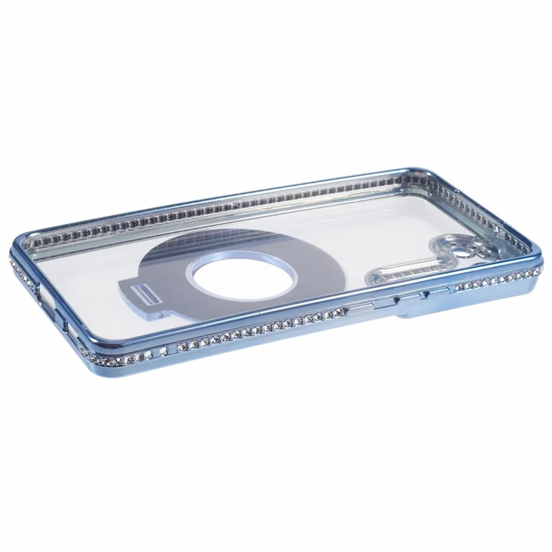 For Samsung Galaxy S22+ 5G Case Kickstand Soft TPU Back Cover Rhinestone Decor - Blue