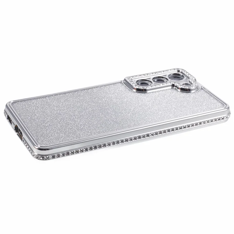For Samsung Galaxy S22+ 5G Case Rhinestone Decor Color Gradient TPU Phone Cover - Silver