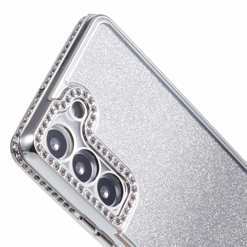 For Samsung Galaxy S22+ 5G Case Rhinestone Decor Color Gradient TPU Phone Cover - Silver