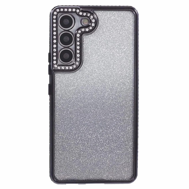 For Samsung Galaxy S22+ 5G Case Rhinestone Decor Color Gradient TPU Phone Cover - Black