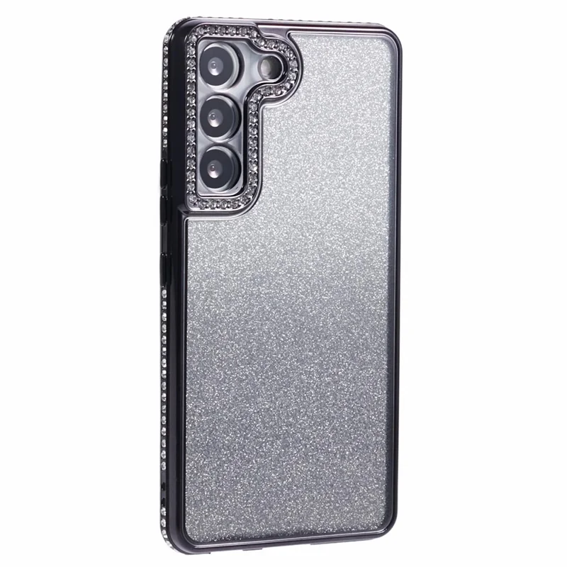 For Samsung Galaxy S22+ 5G Case Rhinestone Decor Color Gradient TPU Phone Cover - Black