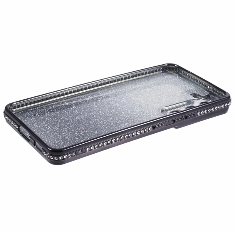 For Samsung Galaxy S22+ 5G Case Rhinestone Decor Color Gradient TPU Phone Cover - Black