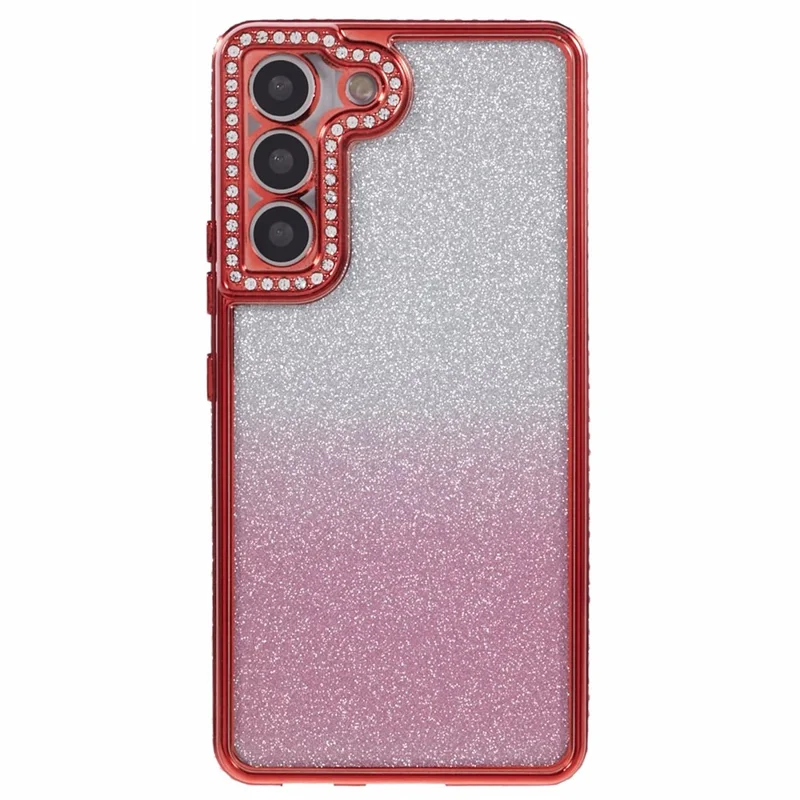 For Samsung Galaxy S22+ 5G Case Rhinestone Decor Color Gradient TPU Phone Cover - Red