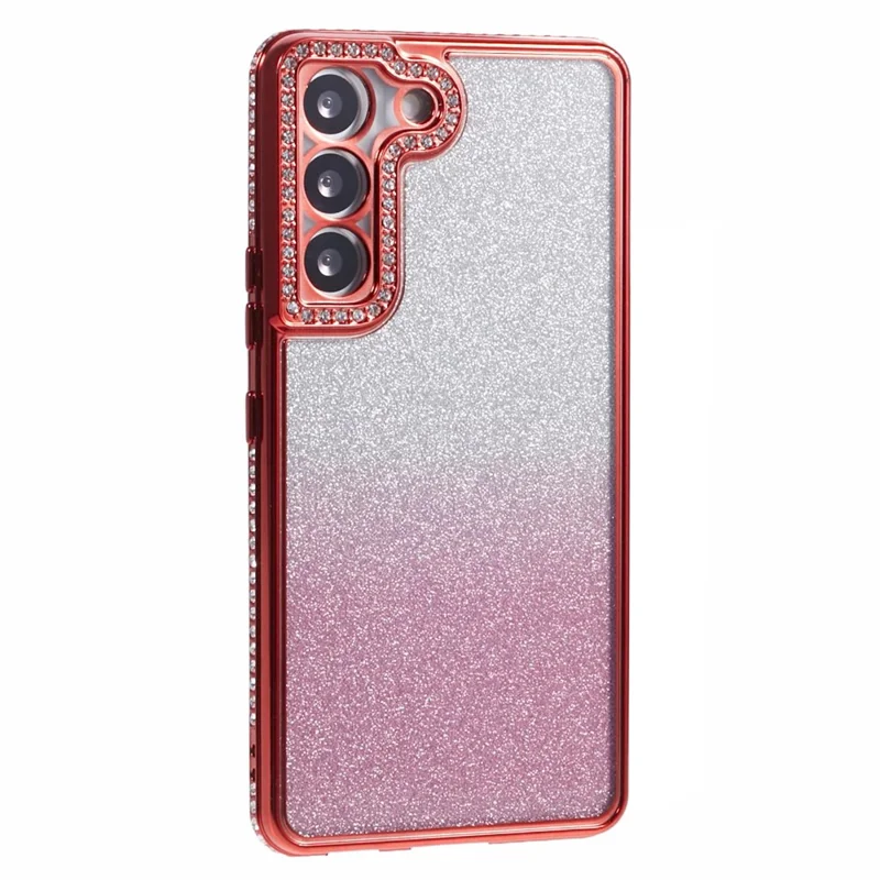 For Samsung Galaxy S22+ 5G Case Rhinestone Decor Color Gradient TPU Phone Cover - Red