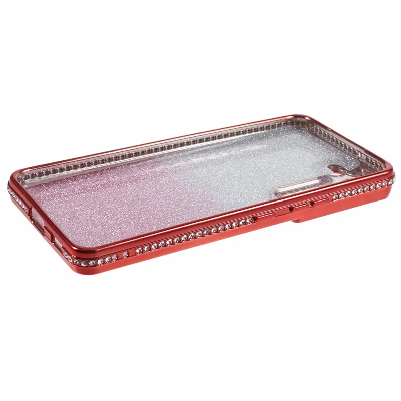 For Samsung Galaxy S22+ 5G Case Rhinestone Decor Color Gradient TPU Phone Cover - Red